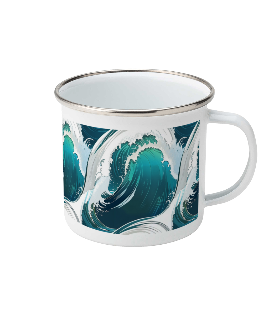 Crashing Waves Enamel Mug 12oz wave mug