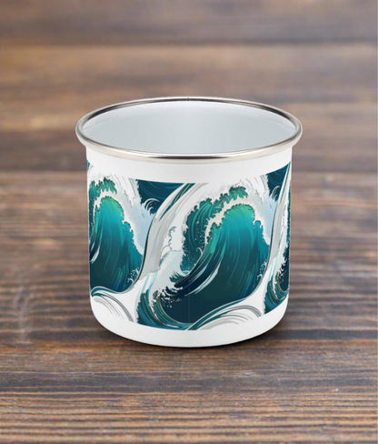 Crashing Waves Enamel Mug 12oz wave mug